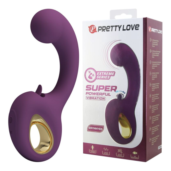 PRETTY LOVE - BRYNNLEE RECHARGEABLE VIBRATOR WITH ORAL STIMULATOR 10 VIBRATIONS & 5 LICKING FUNCTIONS PURPLE