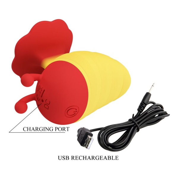 PRETTY LOVE - LITTLE BEE RECHARGEABLE CLITORAL STIMULATOR 7 MODES RED/YELLOW