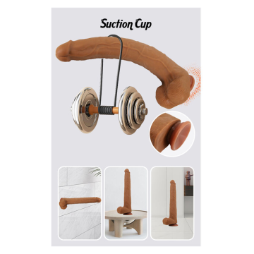 PRETTY LOVE - VIGGO DILDO REALISTICO MORBIDO AL TOCCO DELLA PELLE, 36,5 CM MARRONE