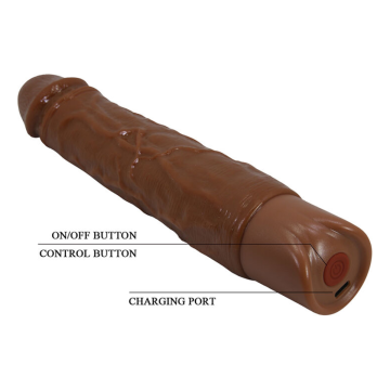 PRETTY LOVE - KESSLER REALISTIC VIBRATING DILDO WITH 10 VIBRATION MODES AND 10 THROWS, 22 CM, BROWN