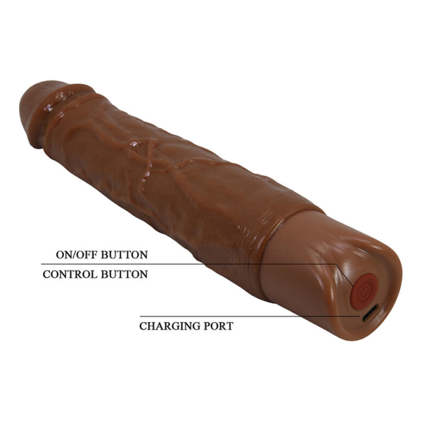 PRETTY LOVE - KESSLER REALISTIC VIBRATING DILDO WITH 10 VIBRATION MODES AND 10 THROWS, 22 CM, BROWN