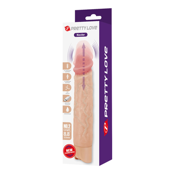 PRETTY LOVE - KESSLER REALISTISCHER VIBRATIONSDILDO MIT 10 VIBRATIONSMODI UND 10 STÖSSEN, 22 CM NATÜRLICH