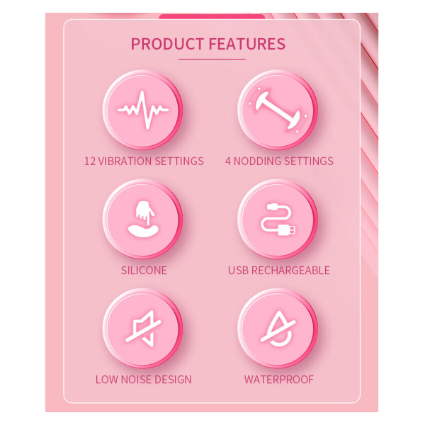 PRETTY LOVE - VIBRATORE RICARICABILE IN SILICONE DUDEN CON 12 MODALITÀ DI VIBRAZIONE E 3 MODALITÀ DI OSCILLAZIONE, ROSA