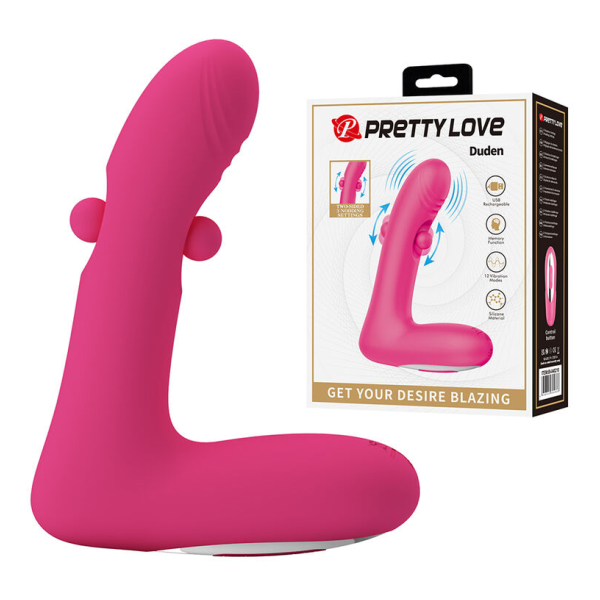 PRETTY LOVE - VIBRATORE RICARICABILE IN SILICONE DUDEN CON 12 MODALITÀ DI VIBRAZIONE E 3 MODALITÀ DI OSCILLAZIONE, ROSA