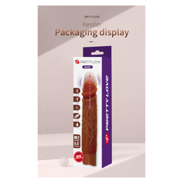 PRETTY LOVE - KESSLER REALISTIC VIBRATING DILDO WITH 10 VIBRATION MODES AND 10 THROWS, 22 CM, BROWN
