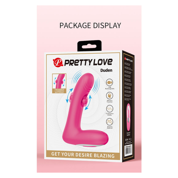 PRETTY LOVE - DUDEN VIBRATEUR EN SILICONE RECHARGEABLE 12 MODES DE VIBRATION ET 3 MODES DE BASCULE ROSE