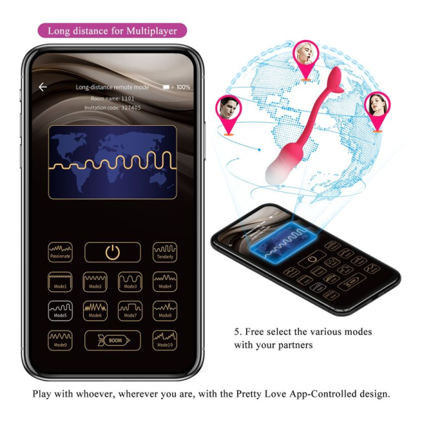 PRETTY LOVE - UOVO VIBRANTE CON CONTROLLO TRAMITE APP PULSEN, 12 FUNZIONI, RICARICABILE TRAMITE USB, ROSA