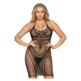 LEG AVENUE - MINIVESTIDO DE MULTI RED CON CUELLO HALTER NEGRO