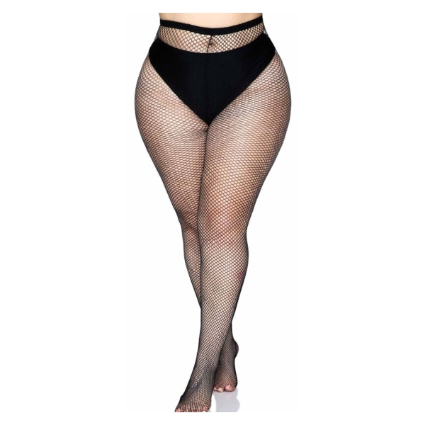 LEG AVENUE - MEDIAS EN RED NEGRO TALLA GRANDE