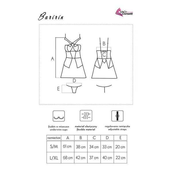 LIVCO CORSETTI FASHION - BARIRIN LC 90633 FALDA + PANTY NEGRO S/M