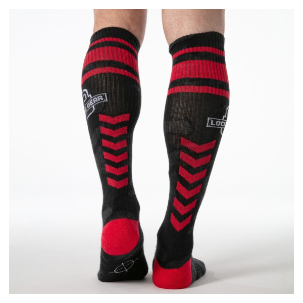 LOCKER GEAR - ROTE MILITÄR-KNIEHOHE SOCKEN, EINHEITSGRÖSSE