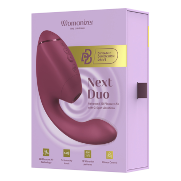 WOMANIZER - DUO NEXT STIMULATEUR CLITORIAL ET DE POINT G DOUBLE ROSE FOYER