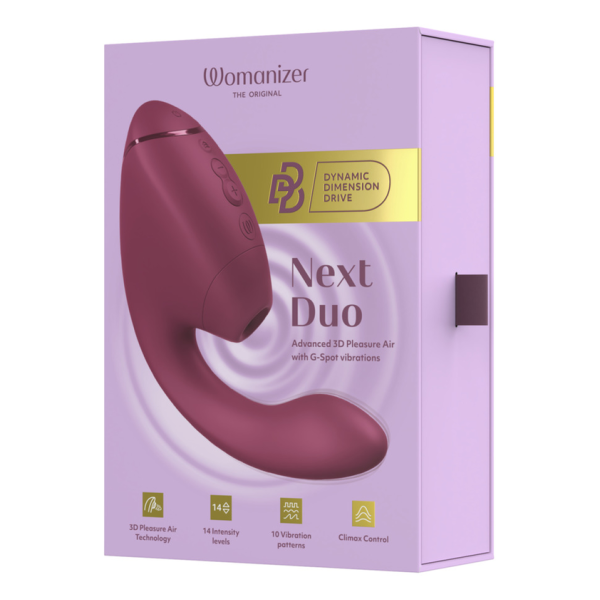 WOMANIZER - DUO NEXT STIMOLATORE DOPPIO CLITORIDEO E PUNTO G ROSA SCURO