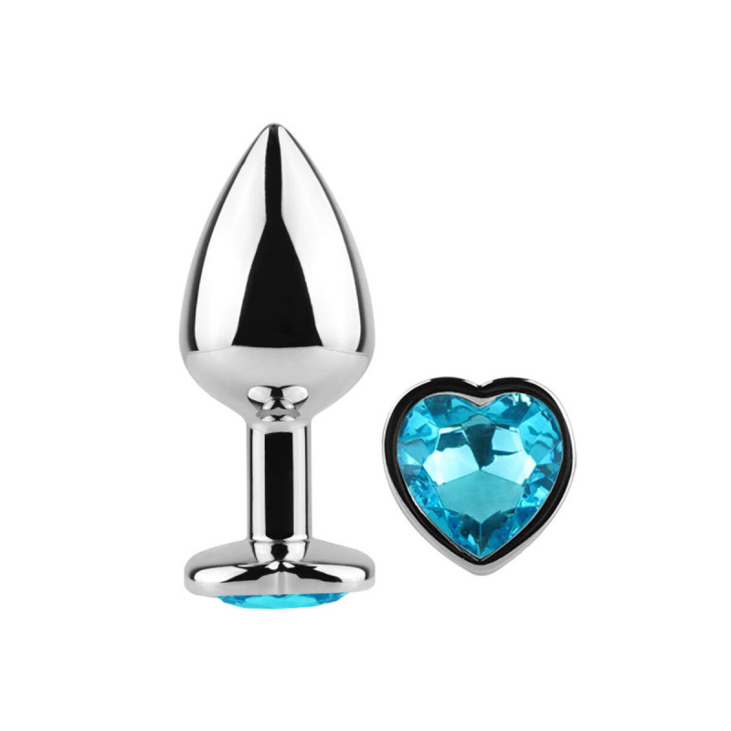 SECRETPLAY - METAL BUTT PLUG BLUE HEART SMALL SIZE 7 CM - SECRETPLAY…
