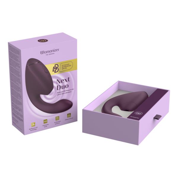 WOMANIZER - DUO NEXT STIMOLATORE DOPPIO CLITORIDEO E PUNTO G VIOLA SCURO