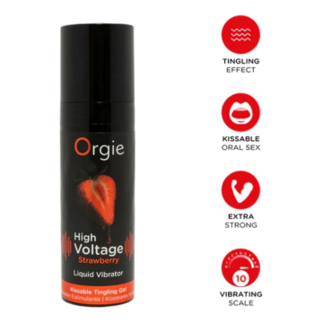 ORGIE - HIGH VOLTAGE STRAWBERRY EXTRA STRONG KISSABLE LIQUID VIBRATOR 15 ML