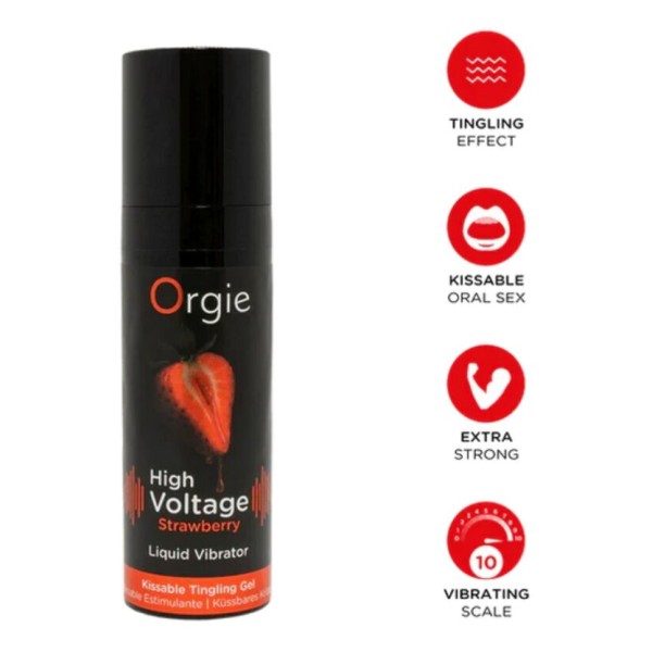ORGIE - VIBRATORE LIQUIDO AD ALTA TENSIONE AL GUSTO DI FRAGOLA EXTRA FORTE E BACIABECILLE 15 ML