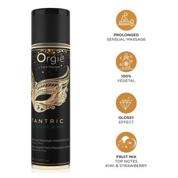 ORGIE - HUILE VÉGÉTALE DE MASSAGE SENSUEL TANTRIQUE AU PARFUM CÉLESTE 200 ML