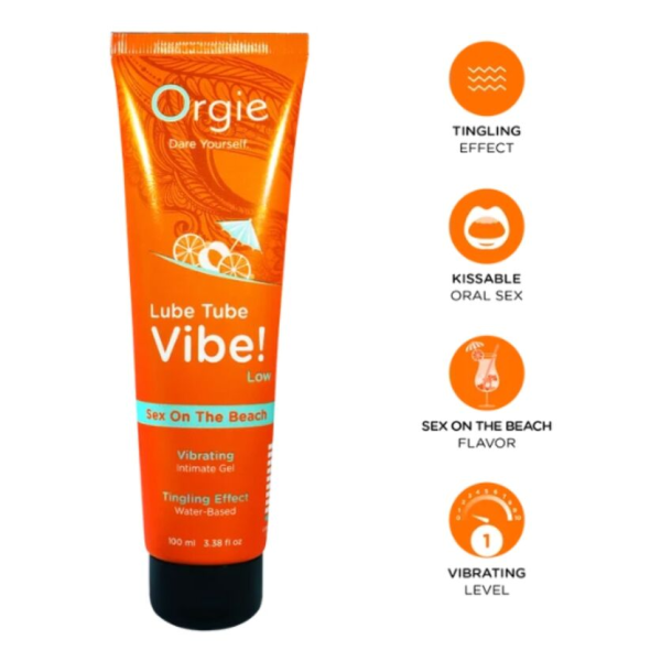 ORGIE - LUBRIFICANTE IN TUBO VIBE! SESSO SULLA SPIAGGIA GEL INTIMO BACIABILE LEGGERO 100 ML