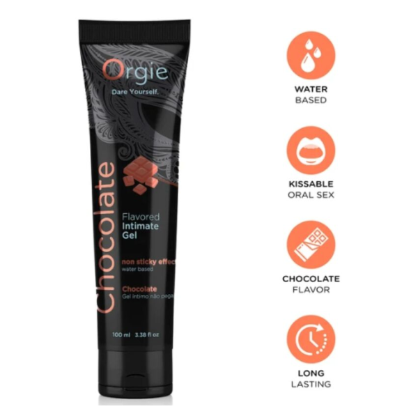 ORGIE - TUBO LUBRIFICANTE AL CIOCCOLATO BACIABILE GEL INTIMO A BASE DE ACQUA 100 ML