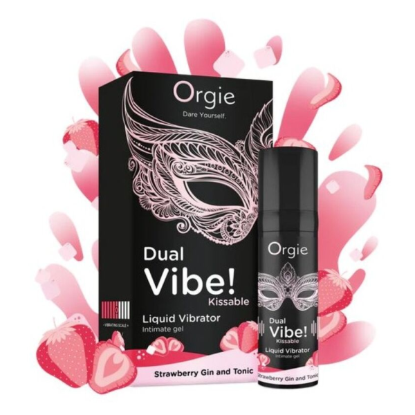 ORGIE - DUAL VIBE! STRAWBERRY GIN AND TONIC KISSABLE LIQUID VIBRATOR 15 ML