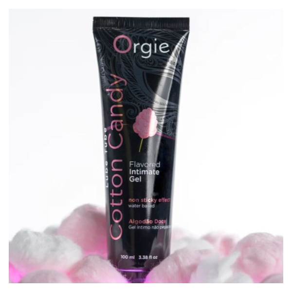 ORGIE - GLEITGEL AUF WASSERBASIS, 100 ML, MIT ZUCKERWATTE-DUFT, ZUM KÜSSEN.