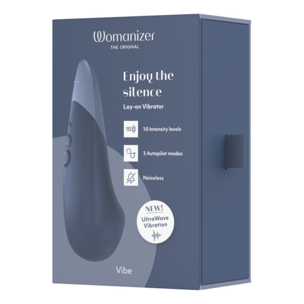WOMANIZER - VIBE LAY-ON VIBRATEUR SILENCIEUX BLEU FONCÉ