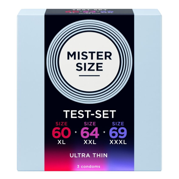 MISTER SIZE - SAMPLE PACK CONDOMS SIZE 60-64-69 MM (3 UNITS)