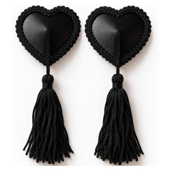 CHILIROSE - CR 4897 COPRI CAPEZZOLI A FORMA DI CUORE CON NASTRI NERI