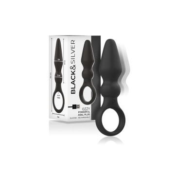 Black&Silver - Ozzy Leistungsstarker Silikon - Analsplug | Vybes.it