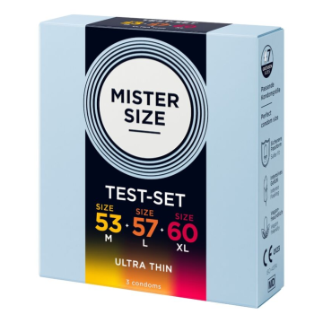 MISTER SIZE - CAMPIONE CONFEZIONE PRESERVATIVI MISURA 53-57-60 MM (3 UNITÀ)