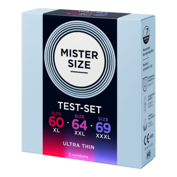 MISTER SIZE - PACK ÉCHANTILLON DE PRÉSERVATIFS TAILLE 60-64-69 MM (3 UNITÉS)