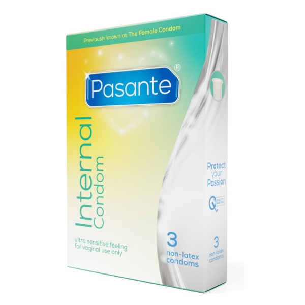 PASANTE - PRÉSERVATIFS FÉMININS INTERNES SANS LATEX, BOÎTE DE 3