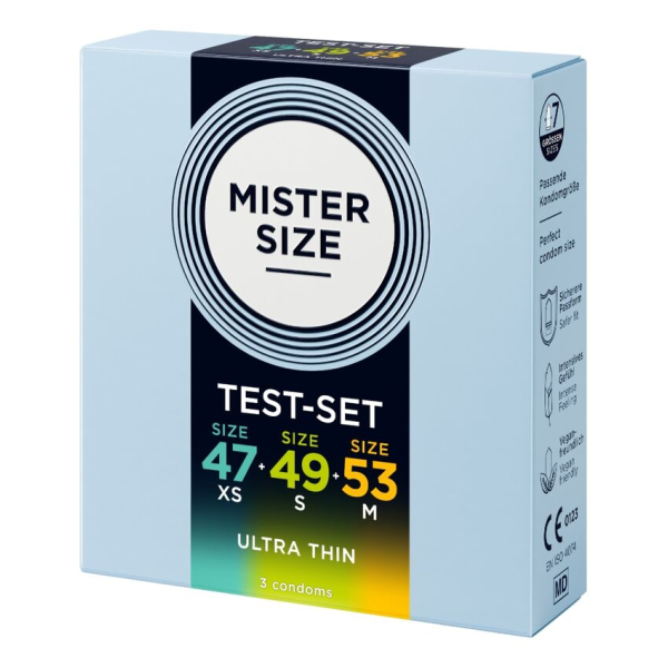 MISTER SIZE - CONFEZIONE CAMPIONE PRESERVATIVI MISURA 47-49-53 MM (3 UNITÀ)