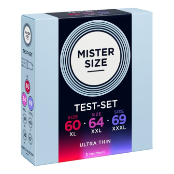 MISTER SIZE - SAMPLE PACK CONDOMS SIZE 60-64-69 MM (3 UNITS)