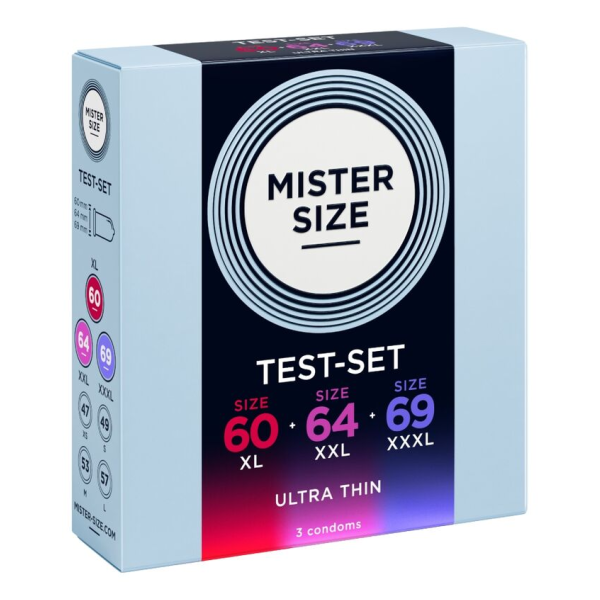 MISTER SIZE - MUSTERPACKUNG KONDOME GRÖSSE 60-64-69 MM (3 EINHEITEN)