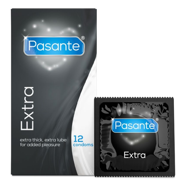 PASANTE - EXTRA EXTRA THICK CONDOMS WITH ADDITIONAL LUBRICATION 12 PACK