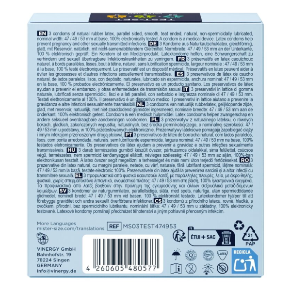 MISTER SIZE - PACK ÉCHANTILLON DE PRÉSERVATIF TAILLE 47-49-53 MM (3 UNITÉS)