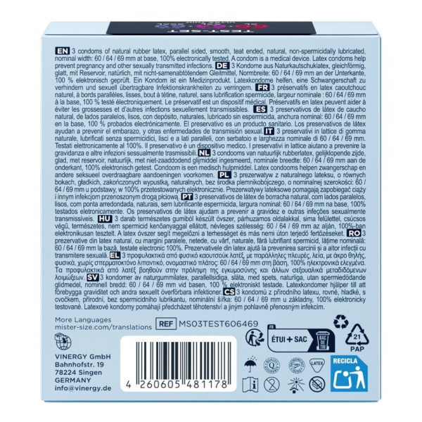 MISTER SIZE - SAMPLE PACK CONDOMS SIZE 60-64-69 MM (3 UNITS)