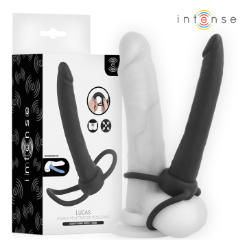 INTENSE- LUCAS ANAL DILDO WITH COCK AND TESTICLE RING SILICONE