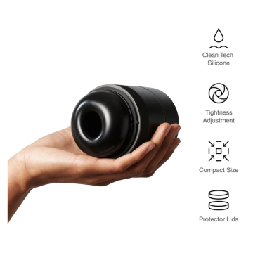 ARCWAVE - VOY MALE STROKER WITH 8 PRESSURE SETTINGS BLACK (10 ML LUBRICANT INCLUDED)