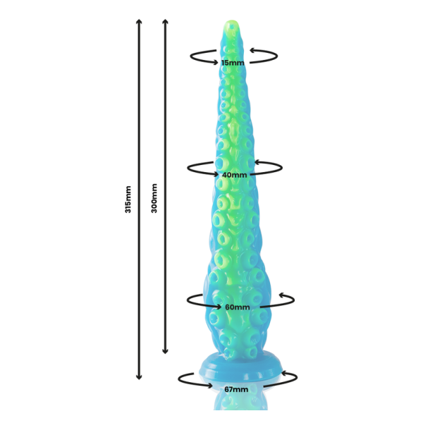 EPIC - SCYLLA DILDO CON TENTACOLI SOTTILI FLUORESCENTI, TAGLIA GRANDE