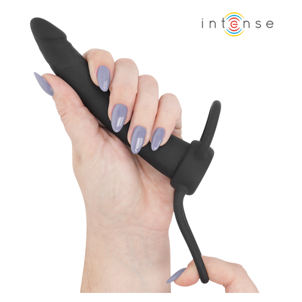 INTENSE- LUCAS ANAL DILDO WITH COCK AND TESTICLE RING SILICONE