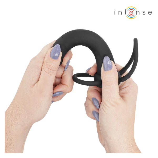 INTENSE- LUCAS ANAL DILDO WITH COCK AND TESTICLE RING SILICONE