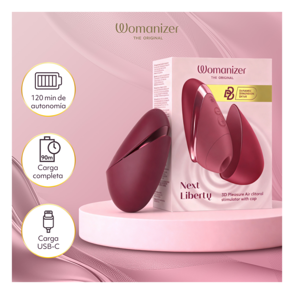 WOMANIZER - NEXT LIBERTY 3D PLEASURE AIR CLITORAL STIMULATOR BORDEAUX