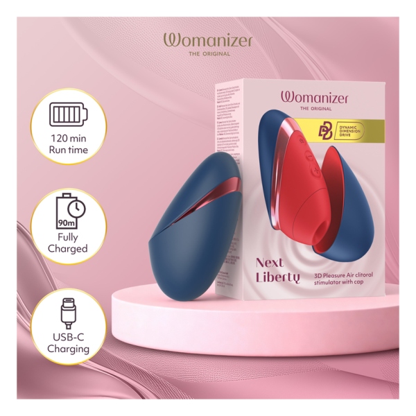 WOMANIZER - NEXT LIBERTY 3D PLEASURE AIR STIMULATEUR CLITORIAL BLEU/ROUGE