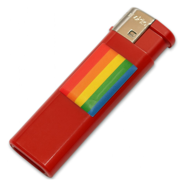 PRIDE - MECHERO ROJO CON BANDERA LGBT