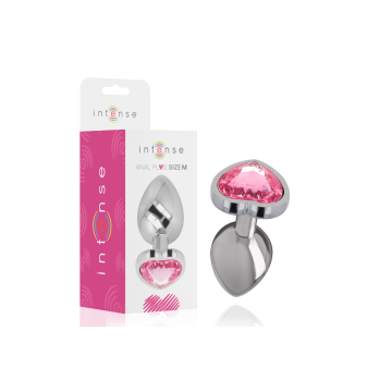 Intense - Plug Anal Metal Aluminio Corazón Rosa Talla M | Vybes.it
