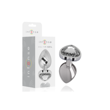 Intense - Plug Anal Metal Aluminio Corazón Blanco Talla L | Vybes.it