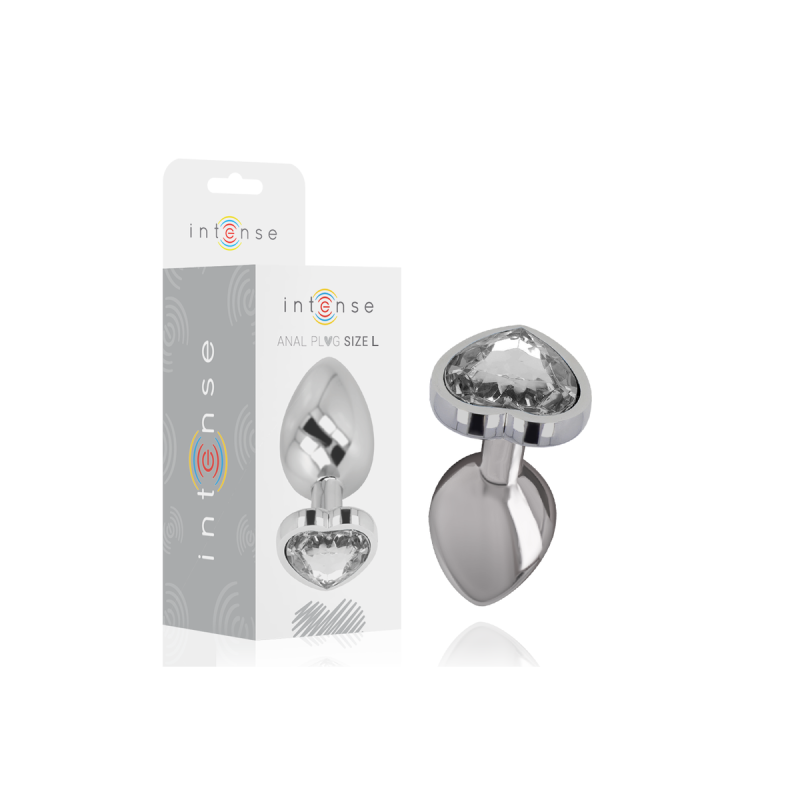 Intense - Plug Anal Metal Aluminio Corazón Blanco Talla L | Vybes.it